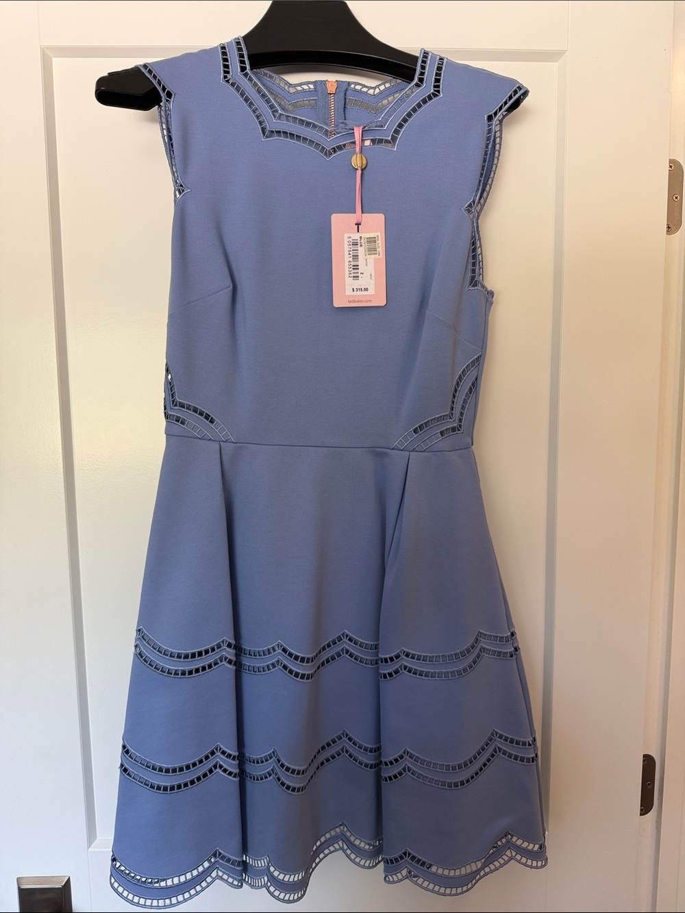 Women’s Ted Baker Blue Scalloped Eyelet Fit-and-Flare Dress